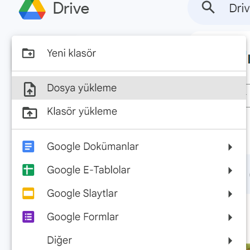 google drive dosya yükleme